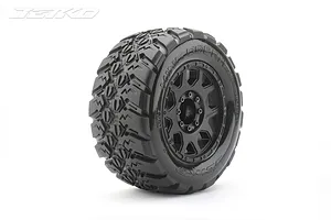 Jetko 3.6" King Cobra MT Medium Soft Belted Tyres on (1/2" Off Set) Black Claw Rims - Glued Wheels 2Pcs image 77671