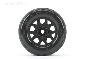 Jetko 3.6" King Cobra MT Medium Soft Belted Tyres on (1/2" Off Set) Black Claw Rims - Glued Wheels 2Pcs image 77672