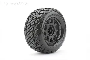 Jetko 3.6" Rockform MT Medium Soft Belted Tyres on (1/2" Off Set) Black Claw Rims - Glued Wheels 2Pcs image 77691
