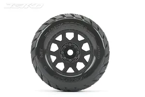 Jetko 3.6" Rockform MT Medium Soft Belted Tyres on (1/2" Off Set) Black Claw Rims - Glued Wheels 2Pcs image 77692