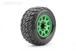 Jetko 3.6" Rockform MT Medium Soft Belted Tyres on Metal Green Claw Rims - Glued Wheels 2Pcs image 77696
