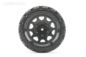 Jetko 2.8" Tomahawk ST Medium Soft Tyres on (1/2" Off Set) Black Claw Rims - Glued Wheels 2Pcs image 77736