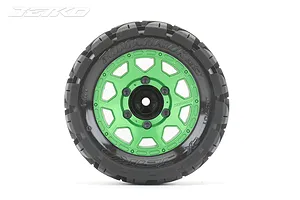 Jetko 2.8" Tomahawk ST Medium Soft Tyres on Metal Green Claw Rims - Glued Wheels 2Pcs image 77751