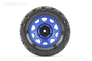 Jetko 2.8" Tomahawk ST Medium Soft Tyres on Metal Blue Claw Rims - Glued Wheels 2Pcs image 77756