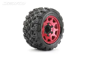Jetko 2.8" King Cobra ST Medium Soft Tyres on Metal Red Claw Rims - Glued Wheels 2Pcs image 77790
