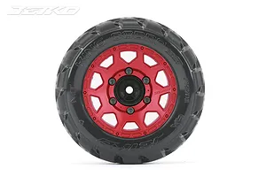 Jetko 2.8" King Cobra ST Medium Soft Tyres on Metal Red Claw Rims - Glued Wheels 2Pcs image 77791