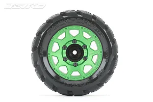 Jetko 2.8" Rockform ST Medium Soft Tyres on Metal Green Claw Rims - Glued Wheels 2Pcs image 77811