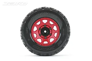 Jetko 2.8" Tomahawk MT Medium Soft Tyres on Metal Red Claw Rims - Glued Wheels 2Pcs image 77849
