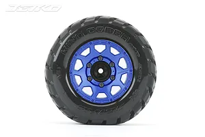 Jetko 2.8" King Cobra MT Medium Soft Tyres on Metal Blue Claw Rims - Glued Wheels 2Pcs image 77874