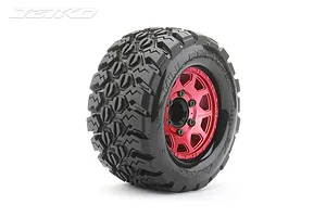 Jetko 2.8" King Cobra MT Medium Soft Tyres on Metal Red Claw Rims - Glued Wheels 2Pcs image 77878