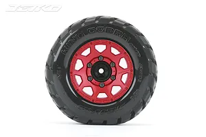 Jetko 2.8" King Cobra MT Medium Soft Tyres on Metal Red Claw Rims - Glued Wheels 2Pcs image 77879
