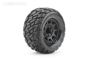 Jetko 2.8" Rockform MT Medium Soft Tyres on (1/2" Off Set) Black Claw Rims - Glued Wheels 2Pcs image 77883
