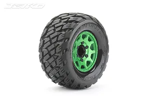 Jetko 2.8" Rockform MT Medium Soft Tyres on Metal Green Claw Rims - Glued Wheels 2Pcs image 77898