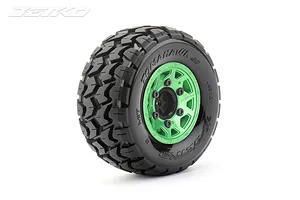Jetko 2.9" Tomahawk SC Medium Soft Tyres on Metal Green Claw Rims - Glued Wheels 2Pcs image 77928