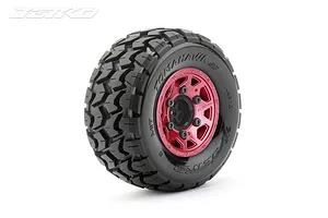 Jetko 2.9" Tomahawk SC Medium Soft Tyres on Metal Red Claw Rims - Glued Wheels 2Pcs image 77932