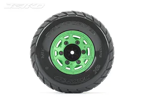 Jetko 2.9" Rockform SC Medium Soft Tyres on Metal Green Claw Rims - Glued Wheels 2Pcs image 77965