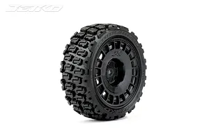 Jetko 1.9" Couragia Super Soft Rally Tyres on Black Radia Rims - Glued Wheels 4Pcs image 77978