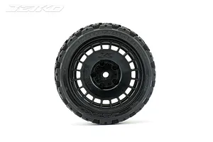 Jetko 1.9" Couragia Super Soft Rally Tyres on Black Radia Rims - Glued Wheels 4Pcs image 77979