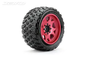 Jetko 5.3" King Cobra XMT Medium Soft Belted Tyres on Metal Red Claw Rims - Glued Wheels 2Pcs image 78038