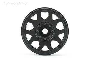 A single black Jetko 3.8-inch EX SGT monster truck rim viewed from the front against a white background.