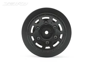 A single black 1/10 scale RC short course wheel rim by Jetko, shown from a front-facing perspective against a white background.