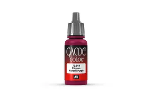 A 17ml bottle of Vallejo Game Color Warlord Purple acrylic paint with a grey dropper cap against a white background.