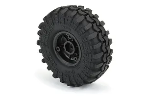 Pro-Line 1.0" Super Swamper Tyres On Black Holcomb Rims Beadlocked Wheel Set image 79214