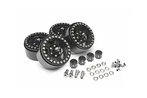 Boom Racing Black Aluminium 1.9" Golem Krait Beadlock Rims w/ 8mm Wideners 4pcs image 79387