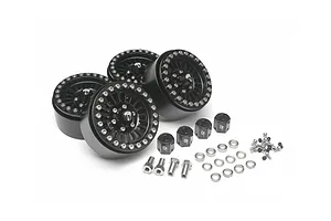 Boom Racing Black Aluminium 1.9 Venomous Krait Beadlock Rims w/ 8mm Wideners 4pcs image 79427