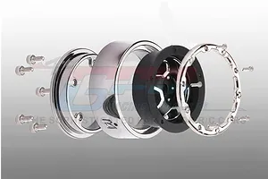 GPM 1.0" Red Aluminium 6 Star Beadlocked Rims 4Pcs image 79770