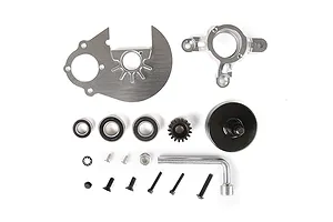 Rovan Silver Aluminium Super Heavy Duty Clutch Bell, Spur Gear Plate & Clutch Brace Kit image 80383