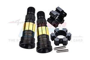 GPM Hardened Steel Universal CVD Joints 2Pcs w/ Black Aluminium Wheel Hexes Set