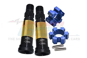 GPM Blue Hardened Steel Universal CVD Joints 2Pcs w/ Black Aluminium Wheel Hexes Set