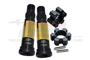 GPM Black Hardened Steel Universal CVD Joints 2Pcs w/ Black Aluminium Wheel Hexes Set