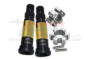 GPM Black Hardened Steel Universal CVD Joints 2Pcs w/ Silver Aluminium Wheel Hexes Set