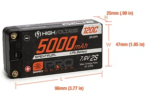 Spektrum 5000mAh 2S 7.4V 120C pro Race Battery image 80970