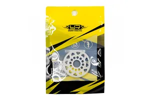 A white Delrin 86T spur gear inside a yellow and black Yeah Racing branded plastic retail bag.
