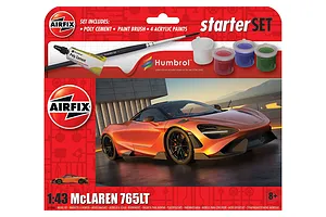 Airfix 1/43 McLaren 765LT Starter Set Scaled Plastic Model Kit image 83610