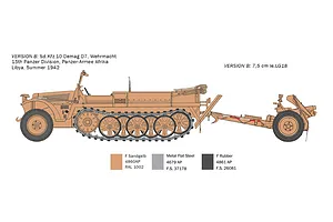 Italeri 1/35 Sd. Kfz. 10 Demag D7 w/ 7.5cm leIG 18 & Crew Scaled Plastic Model Kit image 83641