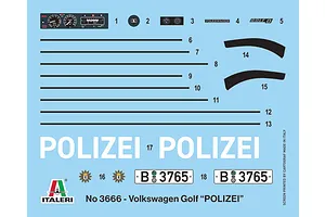 Italeri 1/24 1978 VW Golf Polizei Scaled Plastic Model Kit image 83663