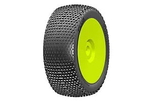 GRP 1/8 Plus Soft Tyres Mounted On Yellow Dish Rims - Glued Wheels 2Pcs image 85006