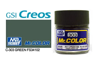 Mr Color Green FS34102 Semi Gloss Acrylic Paint 10ml