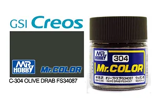 Mr Color Olive Drab FS34087 Semi Gloss Acrylic Paint 10ml