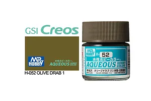 Mr Hobby Aqueous Semi Gloss Olive Drab 1 Acrylic Paint 10ml