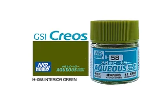 Mr Hobby Aqueous Semi Gloss Int'or Green Acrylic Paint 10ml