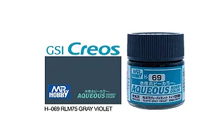 Mr Hobby Aqueous Semi Gloss RLM75 Grey Acrylic Paint 10ml