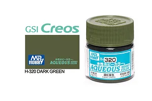 Mr Hobby Aqueous Semi Gloss Dark Green Acrylic Paint 10ml