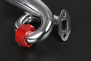 Rovan Chrome Pig Tail Tuned Exhaust Pipe Set w/ Upgraded Red Clamp image 86457