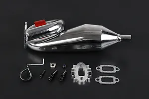 Rovan Chrome Silenced Exhaust w/ Red Metal Mounted Clamp image 86546