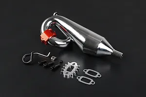 Rovan Chrome Silenced Exhaust w/ Red Metal Mounted Clamp image 86549